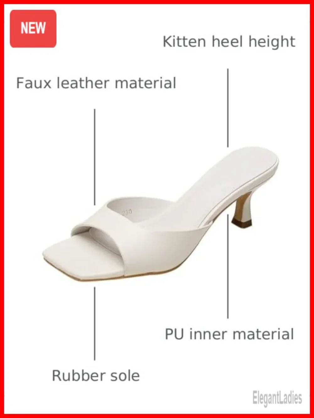 Women's Square Open Toe Kitten Heel Slide Sandals Slip-On Mules